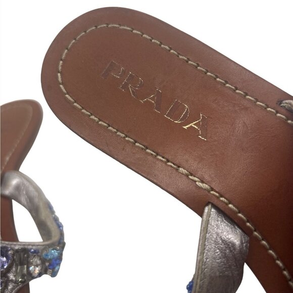Prada Crystal Embellished Thong Sandal 36.5 Flip Flop Gem Rhinestone Bling - Picture 8 of 9
